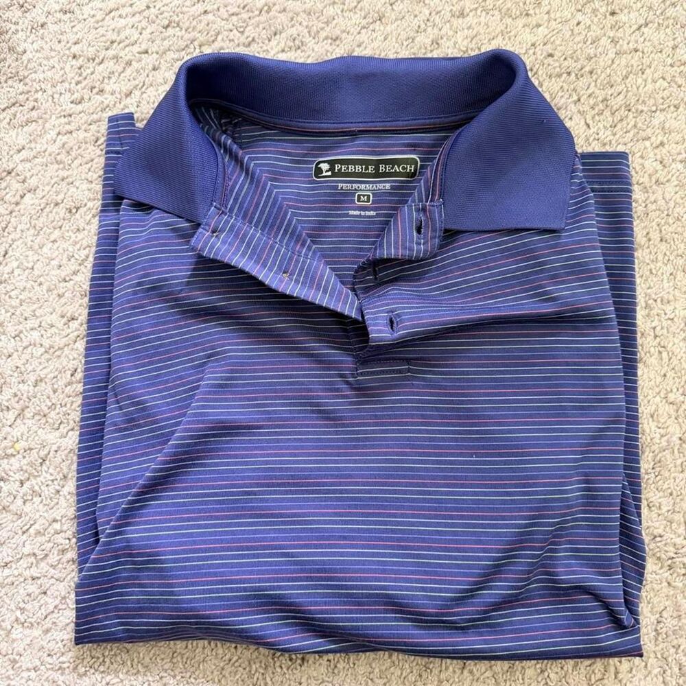 Pebble Beach Performance Golf Men's Purple and Blue Polo-shirts